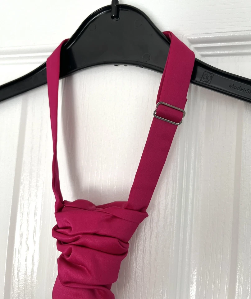 Gravata de cetim alfaiate formal pré-amarrado colarinho ajustável tamanho casamento rosa quente muito bom estado! - Imagem 3 de 4