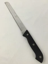 Bread Knife 8" Blade Black Strong Plastic Handle Heavy Duty 12.5" Total Length