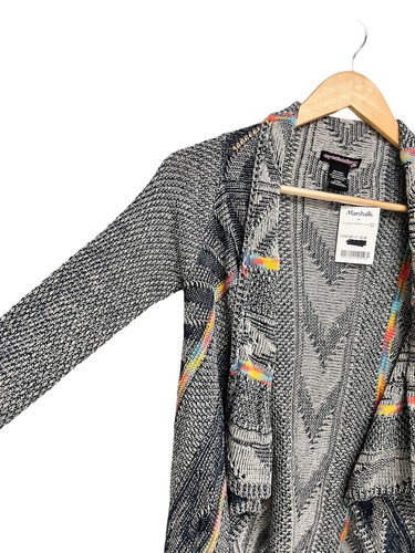 Eyeshadow Girls Girl's Long Sleeve Navy Blue Knit Zig-Zag Open Sweater Size L - Picture 3 of 11