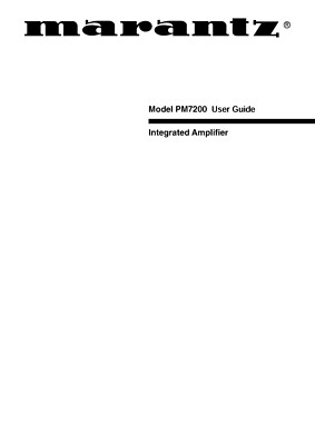 Bedienungsanleitung-Operating Instructions für Marantz PM-7200 