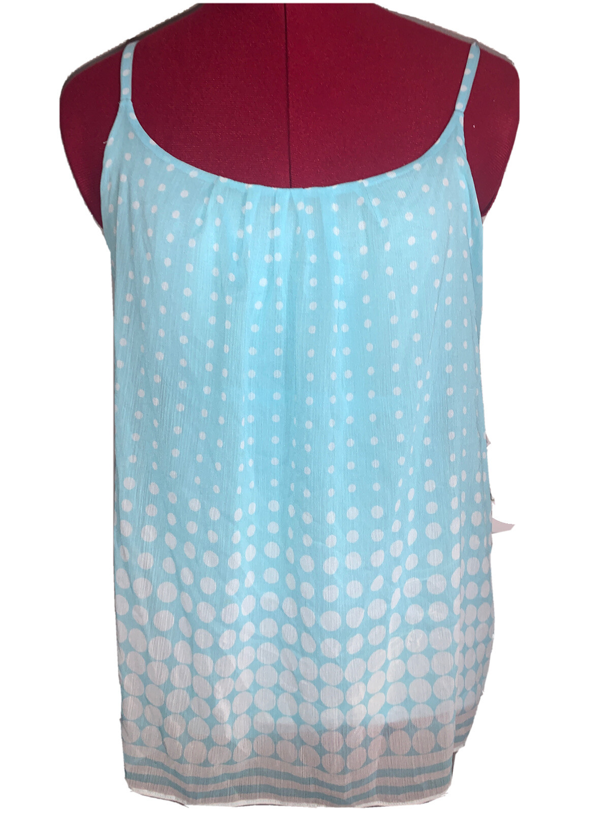 NY&C Tank Top Womens S Blue Polka Dot Adjustable Spaghetti Strap Lined