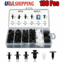 100 x Trunk Screw Rivets Set Car Bumper Fender For Auto Plastic Fastener Clips