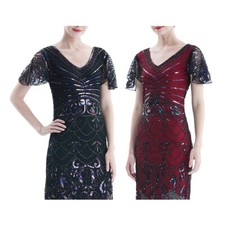 Lady Sequined Flapper Dress Cocktail Latin Prom Gown with Tassel 1920s Dress