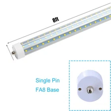120W 8FT T8 LED Tube Light Bulbs Garage Ceiling FA8 Single Pin LED Shop Lights