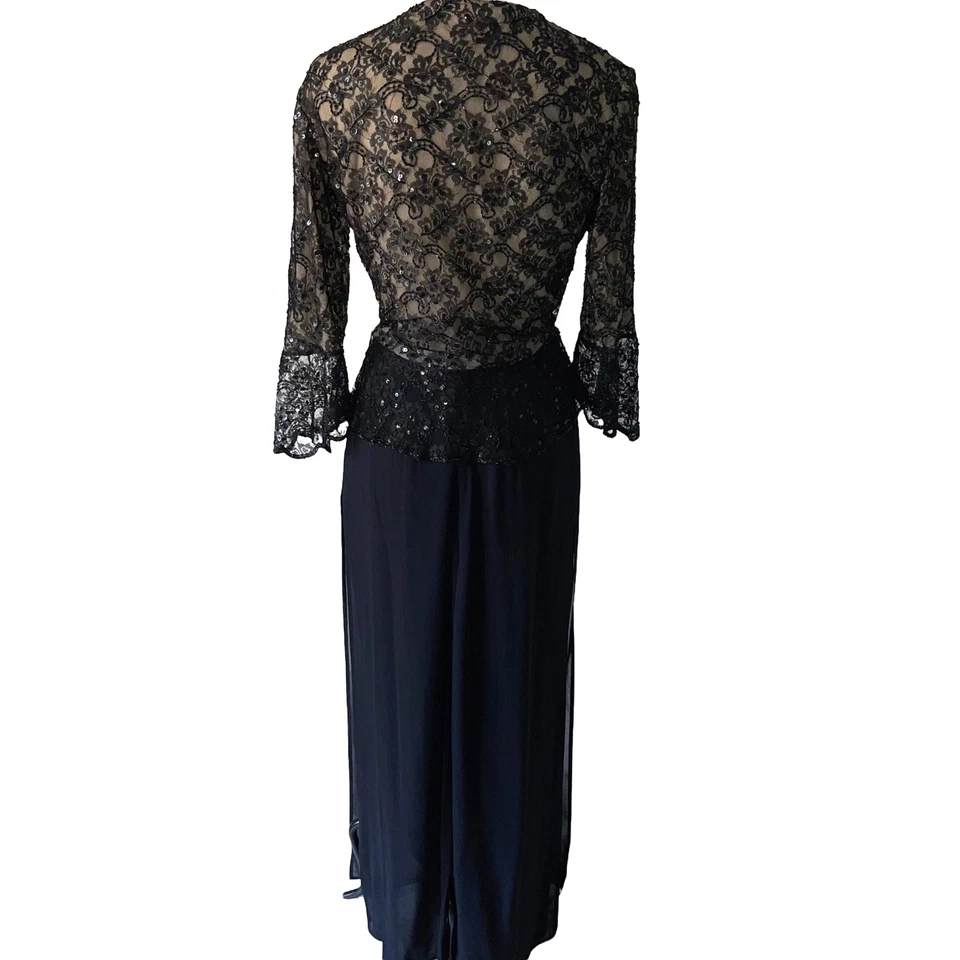 Conjunto de pantalones Cache Top para mujer vintage talla mediana negro rayón nailon encaje corsé años 90 Foto 2 de 4