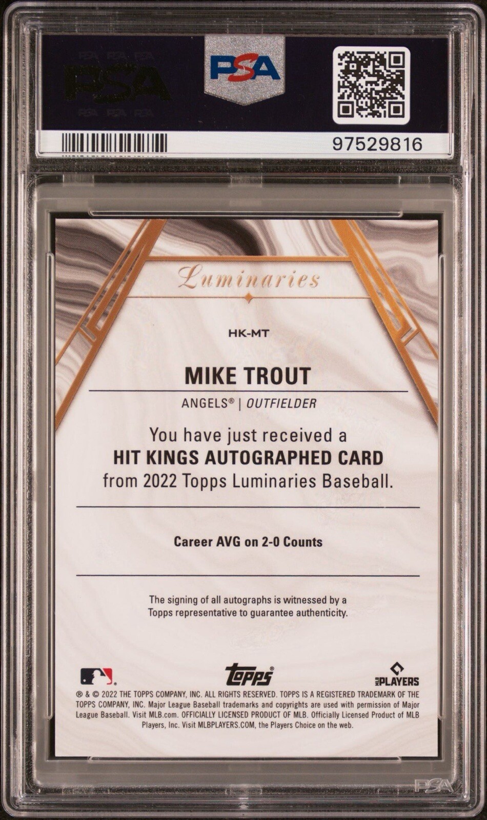 MIKE TROUT /10 2022 TOPPS RED LUMINARIES HIT KINGS ON CARD AUTO PSA LOW POP 🔥 view 3