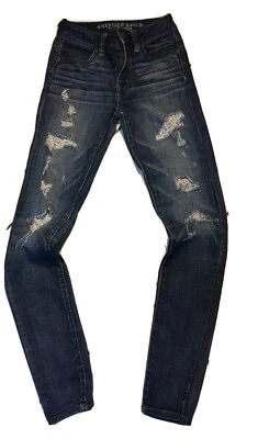 JEAN JEGGING FEMME AMERICAN EAGLE RISE JEGGING TAILLE XS SOIT FR 32 OU 12 ANS - Photo 1/4