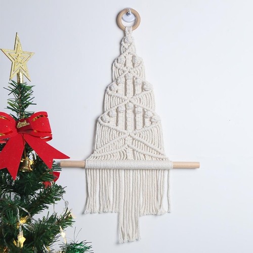 Handmade Woven Christmas Tree Tapestry Tassel Macrame Bohemian Nursery Ornaments - Picture 2 of 7