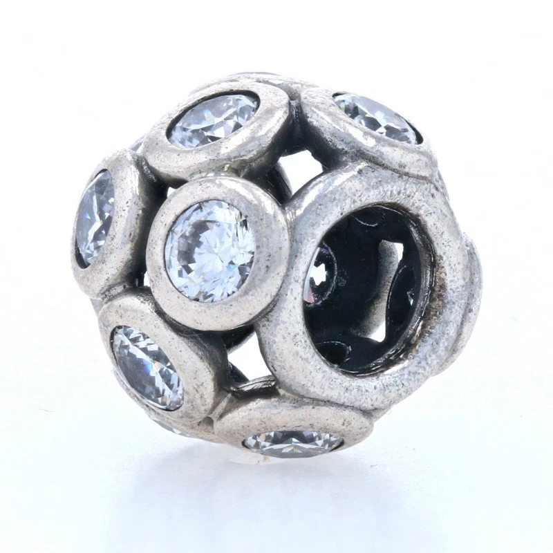 Neuf PANDORA Fantasque Feux Zircon Transparent Breloque - Argent Perle 791153CZ - Photo 1/4