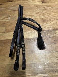 Nice Leather & Rawhide Western Headstall With Horsehair Tassles.