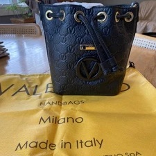 Valentino By Mario Valentino Jules Dollaro Monogram Leather Bucket Bag In Black