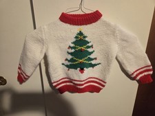 vintage hand knitted Chritmas wool baby sweater