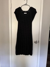 Calvin Klein Women's Knit Inspired Sweater Dress Size L Color Black