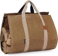 INNO STAGE Waxed Canvas Firewood Carrier Tote Bag Khaki