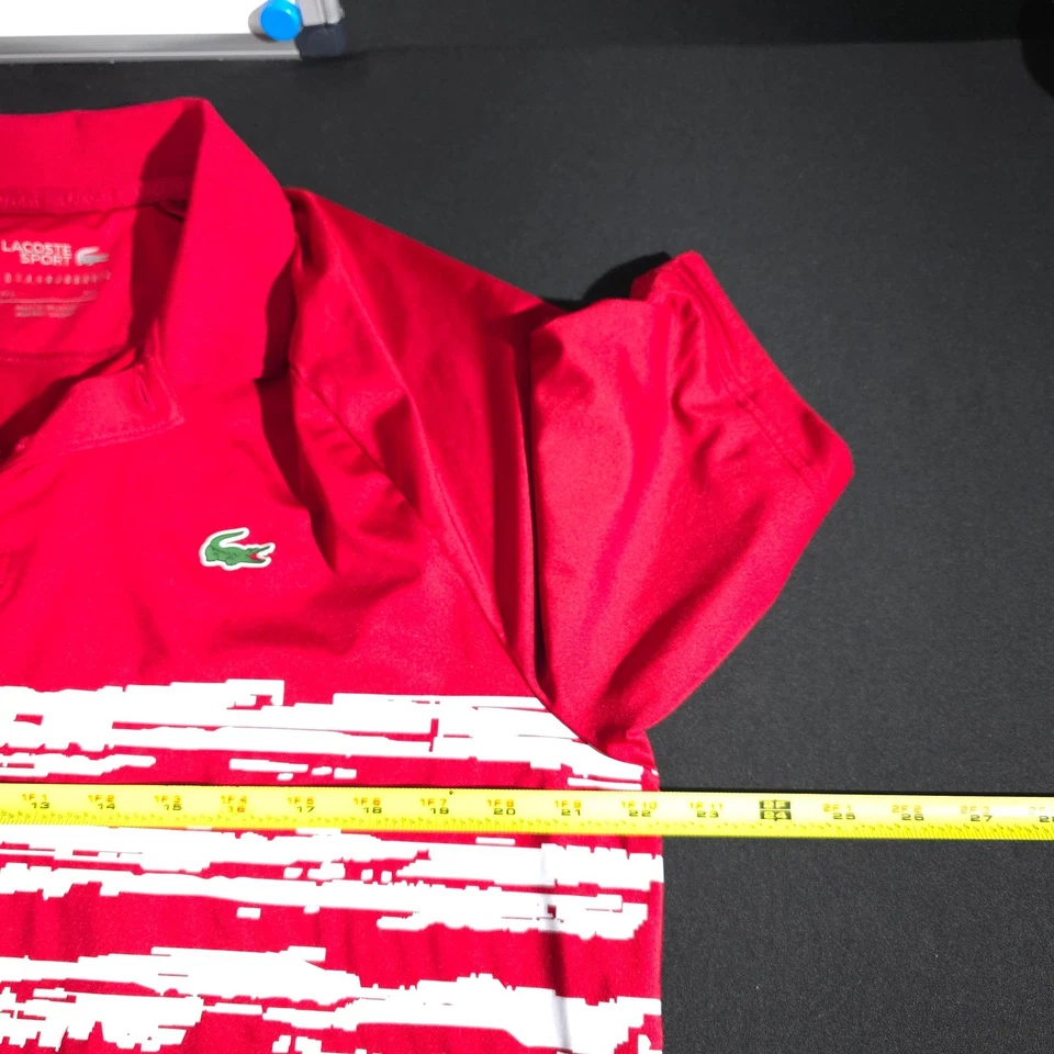 Polo deportivo Lacoste para hombre talla XL rojo blanco a rayas Novak Djokovic tenis profesional Foto 4 de 4
