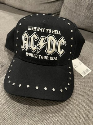 AC/DC Hat Black Studded Snapback Cap Highway To Hell World Tour 1979 Band NWT