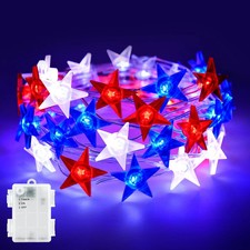 4th of July Lights Battery Operated, Red White and Blue