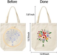 Namvo Stickset FüR Leinen-Tragetaschen, Stickset FüR AnfäNger Mit Muster Und An