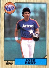 1987 Topps Jose Cruz #670 Houston Astros MLB Baseball Card Wood Grain Vintage...