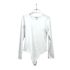 Babaton Aritzia Contour Long Sleeve Bodysuit White Crew Neck Size L 79672