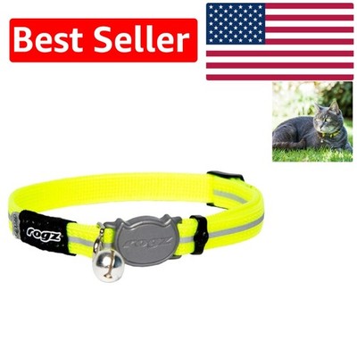 Safety-Enhancing Yellow Nylon Cat Collar with Reflective Design & Removable Bell