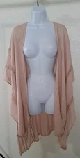 Melrose And Market Womens Cover-up/Kimono/Duster One Size Pink Lace Detail