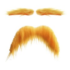 Yellow Mustache and Eyebrows Artificial Beard Fake Eyebrow Funny Faux Beard