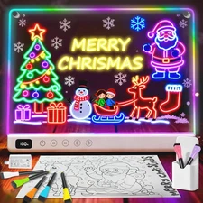 Led Drawing Board with 13 Light Effects, 13.7"x10" Rechargeable Glow White 