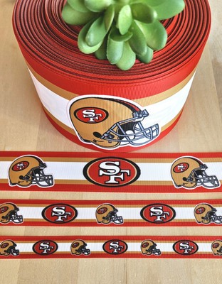 3/8, 5/8, 7/8, 1.5 & 3'' (1YD) San Francisco 49ers Grosgrain Ribbon Football