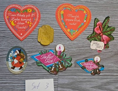 Oblaten Glanzbilder Weihnachten DDR, Set 3, 7 verschiedene