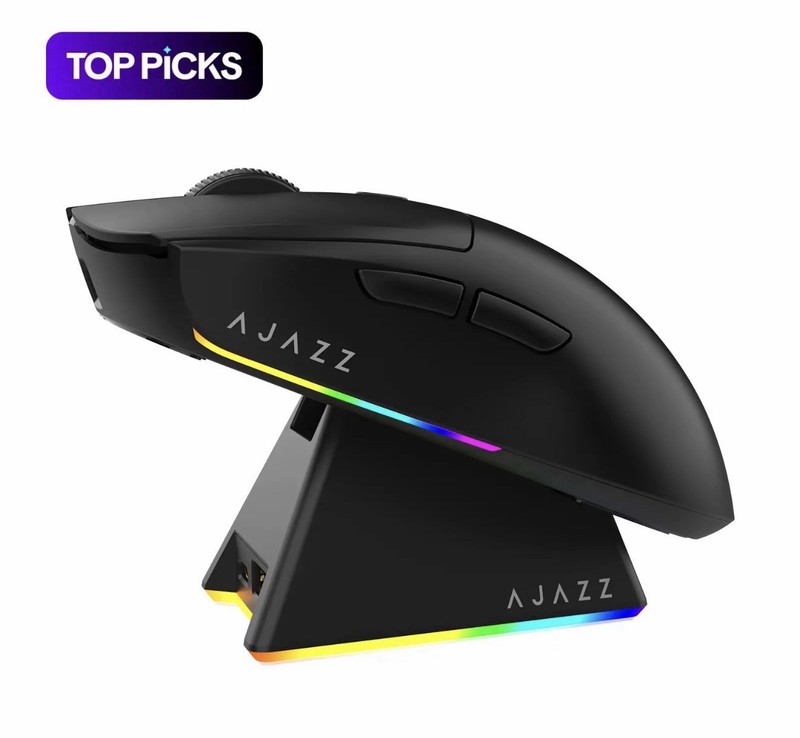 AJAZZ AJ139 V2 MC Wireless Mouse w/ Charging Dock Black Three-Mode Gaming 500mAh