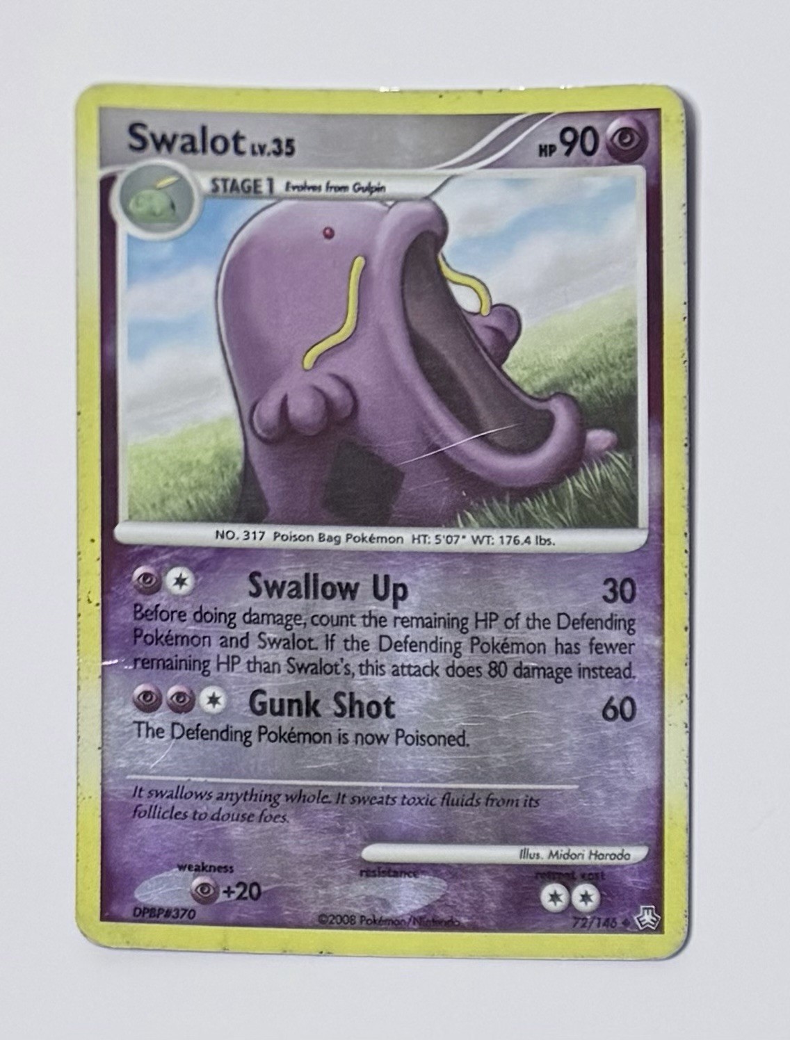 Pokemon Card 2008 Legends Awakened - Swalot 72/146 Reverse Holo