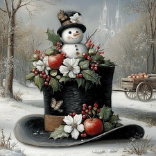 Snowman Christmas Diamond Art Kit 14 x 14 Inch 5D Craft