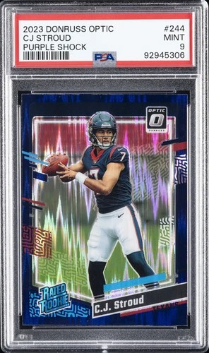 2023 PANINI DONRUSS OPTIC PURPLE SHOCK #244 CJ STROUD PSA 9