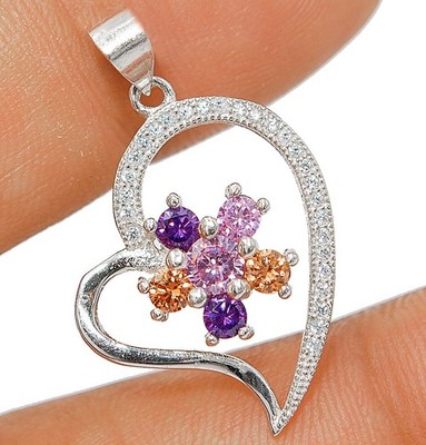 Wärmebehandelter rosa Topas 925 massiv Sterling Silber Anhänger Schmuck LV1