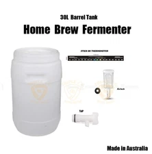30L Fermenter Kit For Beer Wine Spirits with Tap Airlock Thermometer Home Brew