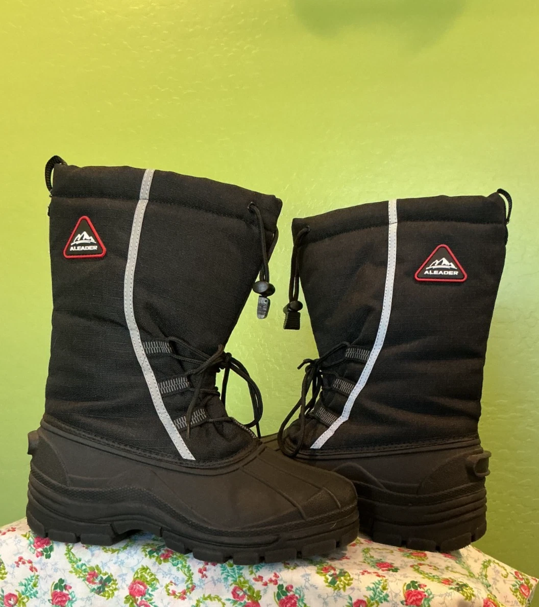 New Aleader Men's Black Insulated Waterproof Winter Snow Boots 7M