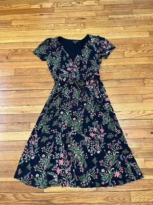 Rachel Zoe Floral Wrap Dress Women's Size Medium Short Sleeve V Neck