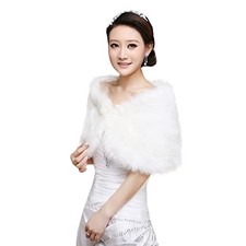 haozaikeji Women Wedding Shawl Bridal Warm Capelets Party Dress L Short