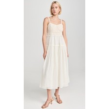 ULLA JOHNSON Gisella ruffled Ivory crocheted cotton-trimmed ramie midi dress 2