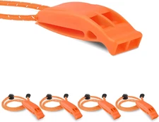 4 Pack Emergency Whistles, Loud Shrill Safety Whistle with Reflective Lanyard fo