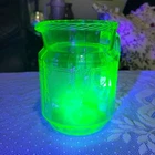 Anchor Hocking Uranium Vaseline Cameo Ballerina Depression Glass Pitcher 6.5 In