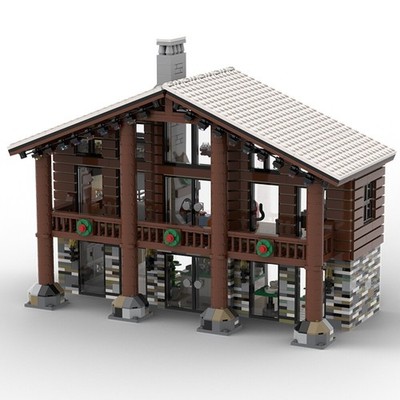 Winter Ski Lodge MOC Building Christmas Holiday Interior 2032 Pcs