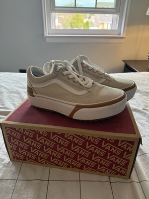 Vans  Old Skool Platform Low  Beige Tan, Women s Size 7 Women s, 1.5  Platform