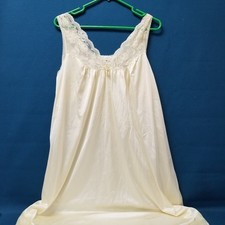 Vtg Collectibles by JC Penney Yellow Satin Nylon Lace Maxi Nightgown Sz L