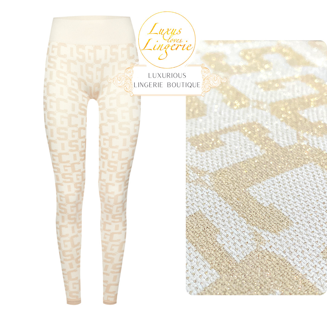 Monogram Leggings Wolford X GCDS Collection L Sand Mono Elastic Pants Glitter
