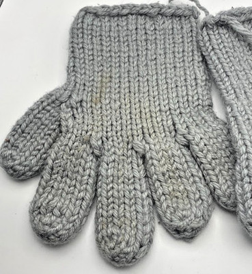 Late 90's Unisex Gray Knit Gloves Personally Owned Well Made Thicker Material