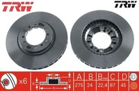 2X Bremsscheibe TRW DF3118 2 Bremsscheiben Vorderachse Vorne FüR Mitsubishi