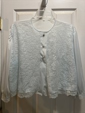 Vanity Fair Bed Jacket Vintage 50s Sheer Blue Nylon Button Down Lingerie  FLAW