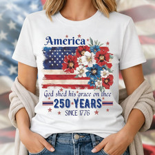 250th Anniversary Flag Floral Patriot Shirt, America 250 Years Graphic T-shirt
